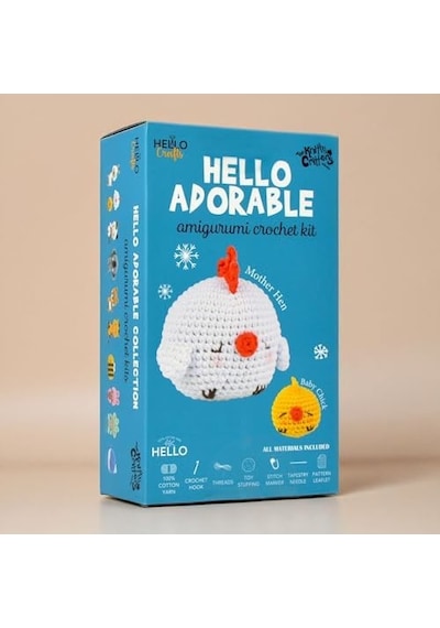 Hello Adorable Amigurumi Tığ İşi Kit Anne & Bebek Civciv Açık Kahverengi