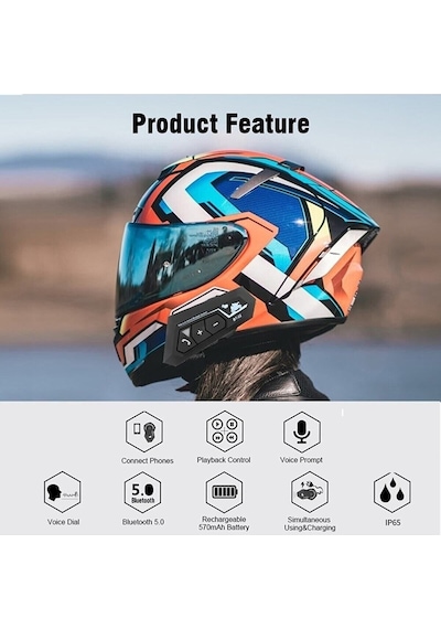 Kask Kulaklık Bt22 Bluetooth Motosiklet Kulaklık 5.0 Bluetooth Intercom Motosiklet Kulaklık