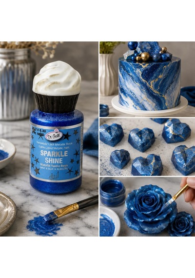 Dr. Gusto Sparkle Sıvı Metalik Boya Mavi Yenilebilir Pasta Ve Tatlı Dekor Boyası
