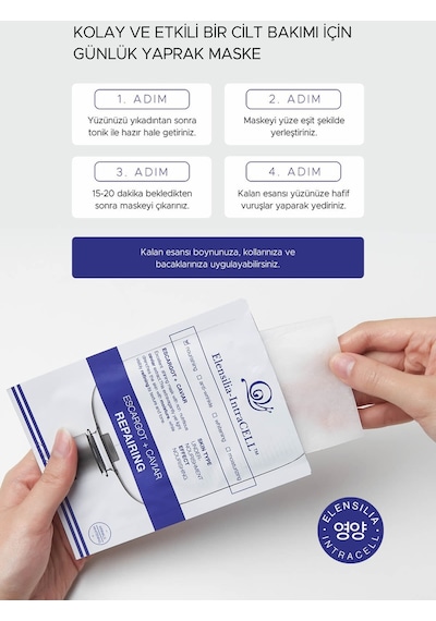 Elensilia Escargot Havyar Onarıcı Nemlendirici Yaprak Maske Intracell Caviar Repairing Mask