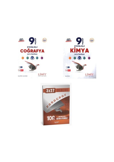 2027 Limit 9. Sınıf Etkinlikli Maarif Coğrafya + Kimya Soru + Anla Kazan Paragraf Deneme 3'lü Set