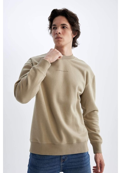 Defacto Boxy Fit Bisiklet Yaka Baskılı Sweatshirt X8282az24aubg311 Bej