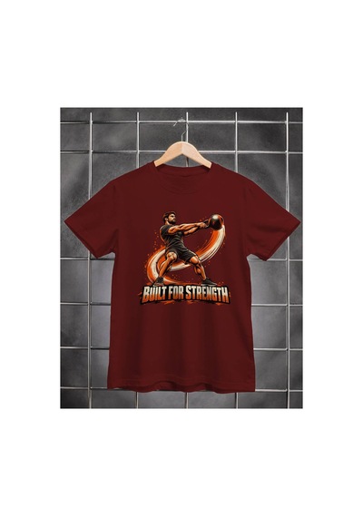 Segungear Builtforstrength Erkek Regular Fit Baskılı Spor Tişört Bordo - 933733076 Bordo