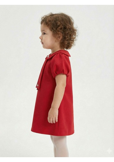 Xo Kids Kız Çocuk Kısa Kol Elbise 1-6 Yaş 2915-1 Kırmızı