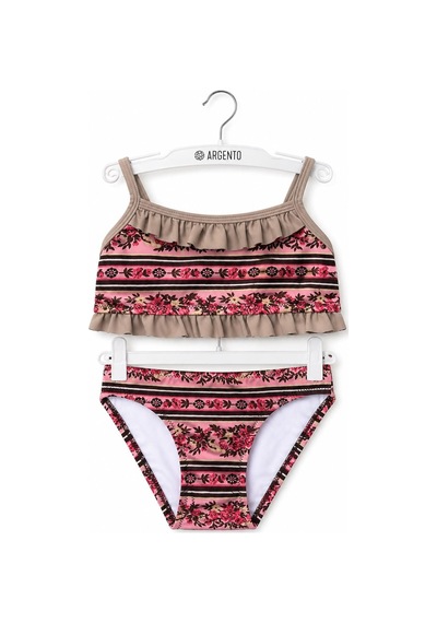 My Kids Wear Çiçek Şeridi Desenli Kız Çocuk Bikini 1003-p Pembe