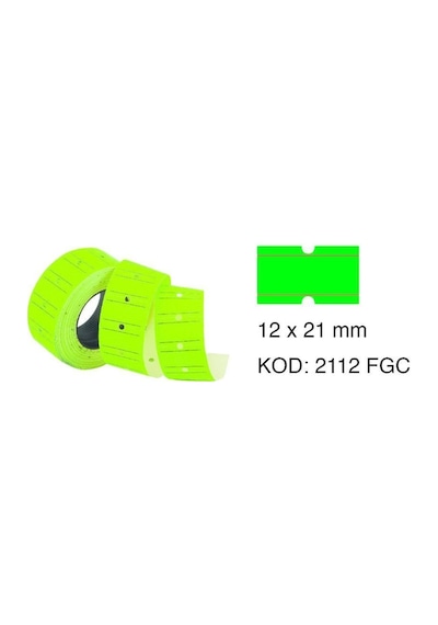 Tanex Çizgili Fosforlu Yeşil Fiyat Etiketi 12X21 MM 800'lü 6'lı