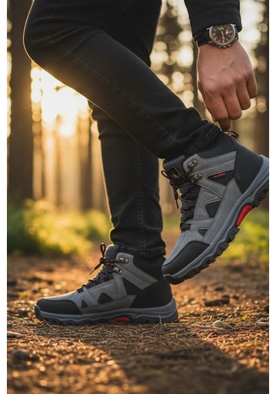 Enoch Erkek Kürklü Su Geçirmez Outdoor Trekking Ve Doğa Yürüyüş Botu Füme