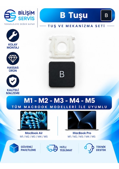 Apple Macbook Pro & Air M1-m2-m3-m4-m5 Uyumlu Mekanizmalı B Tuşu