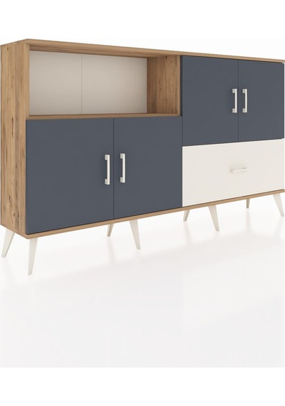 Arges Konsol 4 Raflı Tek Çekmeceli 4 Kapaklı 176x30x99 Çam-antras Çam-antrasit/aytaşı Arges Konsol 4 Raflı Tek Çekmeceli 4 Kapaklı 176x30x99 Çam-antras Çam-antrasit/aytaşı