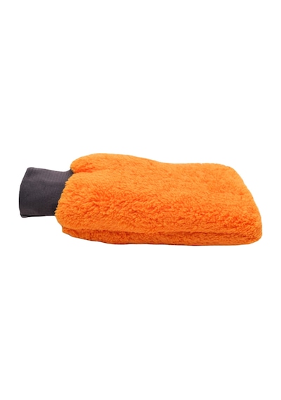 Welsoft Oto Yıkama Eldiveni Astarlı Araç Temizleme Mikrofiber Araba Cila Eldiveni Turuncu