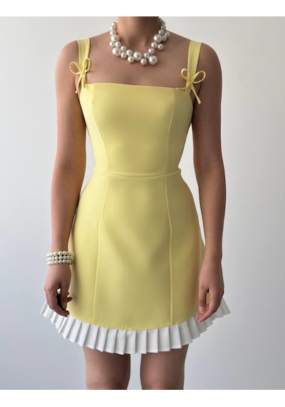 Moderie Butik Steel Fiyonk Detay Elbise Altın