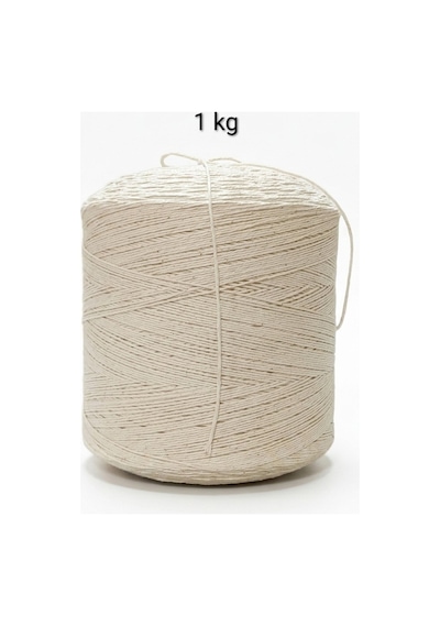 1 Kg Pamuklu El Örgü İpi Runner İpi- Koton İp- Punch İpi- Motif İpi Krem Rengi 1000 Gr