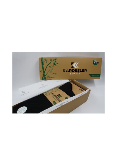 Kardeşler Çorap Erkek Bambu Soket Uzun Düz Siyah Çorap Dikişsiz 6'lı Premium Kutulu Siyah - 253870154 Siyah