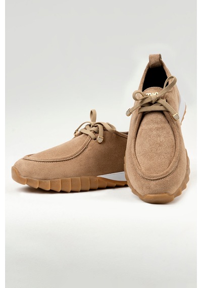 Tw Tonny White New York 057 Kadın Renkli Tabanlı Sneaker Yürüyüş Ayakkabısı Bej