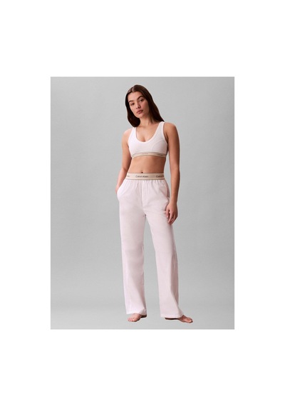 Calvin Klein Beyaz Kadın Pijama Alt Logo Super Poplın Pant-16300
