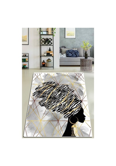 Chilai Home Zebra Hair Djt Modern Tasarım Yıkanabilir Kaymaz Taban Halı, Salon Halısı , Dekoratif Halı Çok Renkli