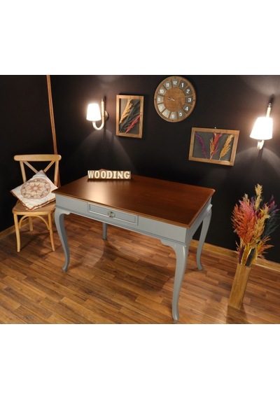 Wooding-Mobilya Wooding 100 Cm Çekmeceli Masif Gri Ceviz Çalışma Masası