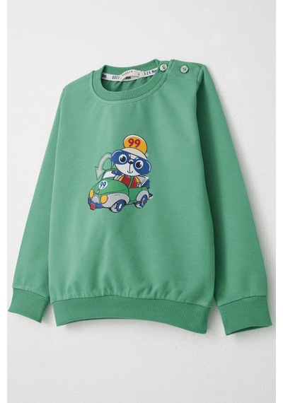 Breeze Erkek Bebek Eşofman Takım Yarışçı Ayıcık Baskılı 9 Ay-3 Yaş, Mint Yeşili Mint Yeşili