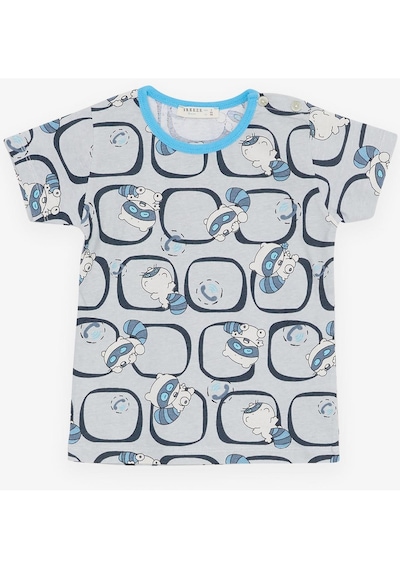 Breeze Girls & Boys Erkek Bebek Pijama Takımı Sevimli Rakun Desenli 9 Ay-3 Yaş, Gri-gri Gri