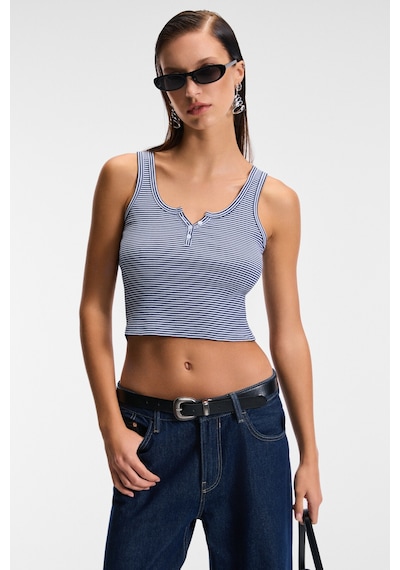 Ethıquet MAVSERA Kadın Kalın Askılı U Yaka Patlı Düğmeli Crop Slim Lacivert / Beyaz Atlet Ethıquet MAVSERA Kadın Kalın Askılı U Yaka Patlı Düğmeli Crop Slim Lacivert / Beyaz Atlet