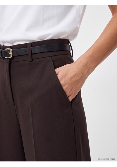 Lcwaıkıkı Classic Kahverengi Kemerli Geniş Paça Kadın Pantolon