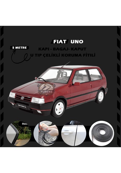 Fiat Uno Oto Araç Kapı Koruma Fitili 5 Metre Parlak Siyah Renk