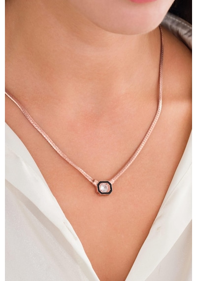 Tmt Silver Gümüş Rose Kaplama Serenay Leyla Model Hasır Yılan Zincir Kolye