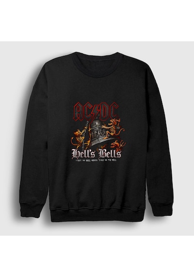 Presmono Unisex Hells Bells Demons Ac/dc Sweatshirt Siyah