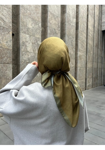 Qalortex Scarf Pamuklu Soft İnci Desen Eşarp-yağ Yeşili