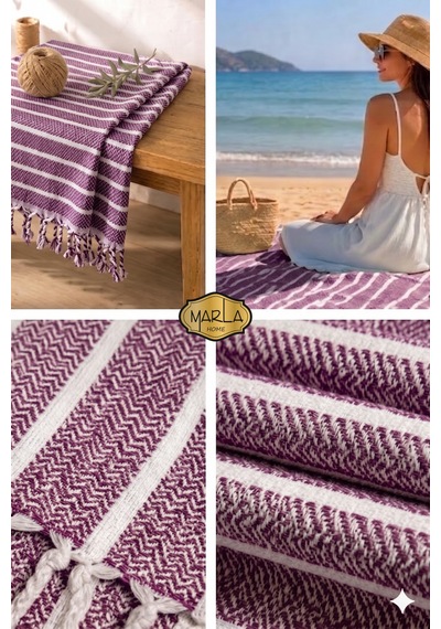 %100 Pamuk Dokuma Peştemal Havlu Plaj & Banyo Havlusu 100x170 Cm Bordo