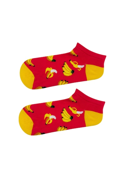 Carnaval Socks Muz Desenli Kırmızı Renkli Patik Çorap Çok Renkli