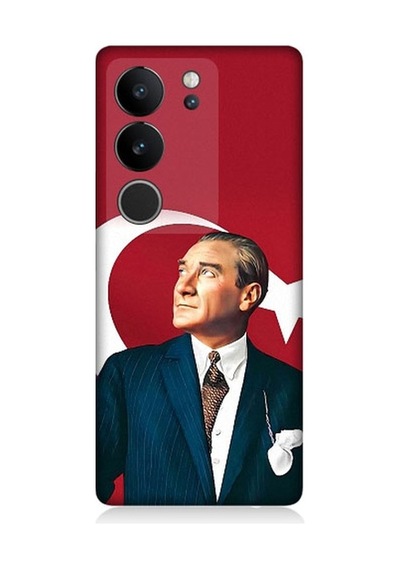 Vivo V29 5g Uyumlu Mustafa Kemal Atatürk Ve Bayrak Desenli Silikon Kılıf