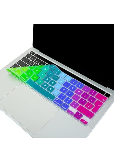 Macbook Pro Avrupa İngilizce Klavye Koruyucu Uk Iso Ters L Enter A2338 M1 M2 A2251 A2289 A2141 Uyumlu Silikon Keyboard Cover Touch Bar Pembe Yeşil