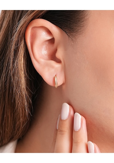 Debora Jewelry 14 Ayar Altın Tek Sıra Taşlı Küpe