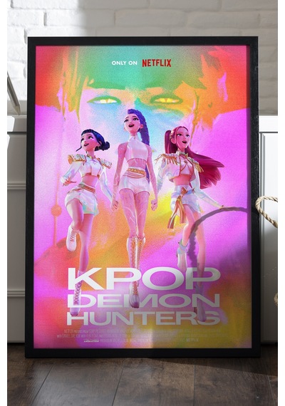 Kpop Demon Hunters Siyah Ahşap Çerçeveli Poster, Dekoratif Animasyon Duvar Tablosu