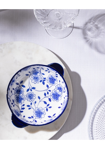 Madame Coco Reve Bleu Seren Yuvarlak Tabak - 19 Cm - Mavi/beyaz 8684427225165 Çok Renkli