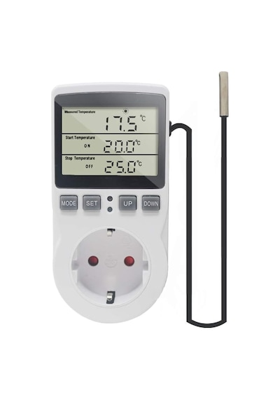 Ketotek Dijital Termostat Priz Termostatik Sıcaklık Kontrol Fişi 220v Sonda İle İçin Isıtıcı Fan Sera İnkübatö