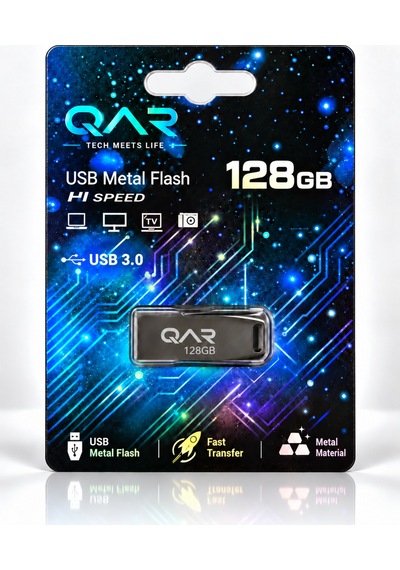 Qar Usb Flash Bellek Metal Siyah 128 Gb Usb 3.0  Güvenli