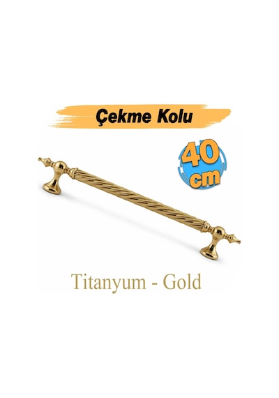 Burgulu Titanyum Gold 40 Cm Çelik Kapı Tutma Kolu Sürgülü Dış Çekme Kulpu Kulbu Tutamağı Kol 1 Adet