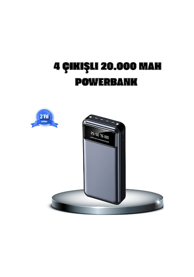 Powerbank 20000 Mah 4 Çıkışlı Hızlı Şarjlı Ve Led Göstergeli