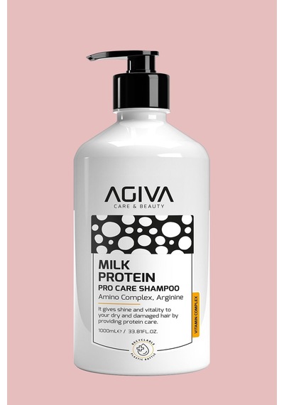 Milk Protein Saç Bakım Şampuanı 1000 Ml Agiva Care & Beauty Kuru Yıpranmış Saçlar Amino Complex