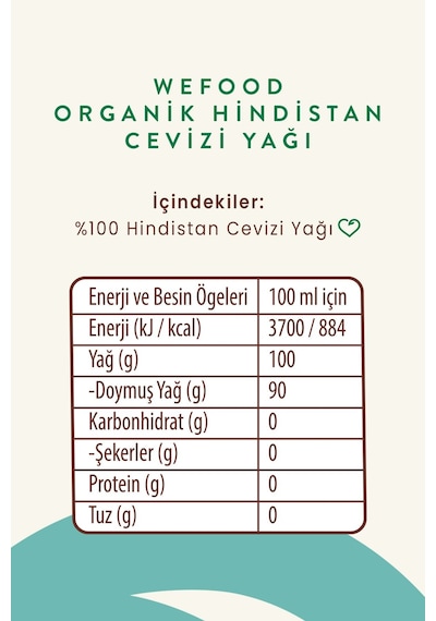 Wefood Organik Hindistan Cevizi Yağı 150 ml (Soğuk Sıkım)