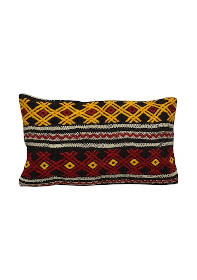 Zehra Abla Halı Yeni El Dokuma Dekorluk Lumbar Kilim Kırlent Yastık Kılıfı 7499 Çok Renkli