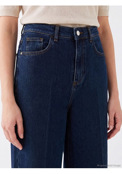 Lcw Modest İndigo Wideleg Kadın Jean Pantolon
