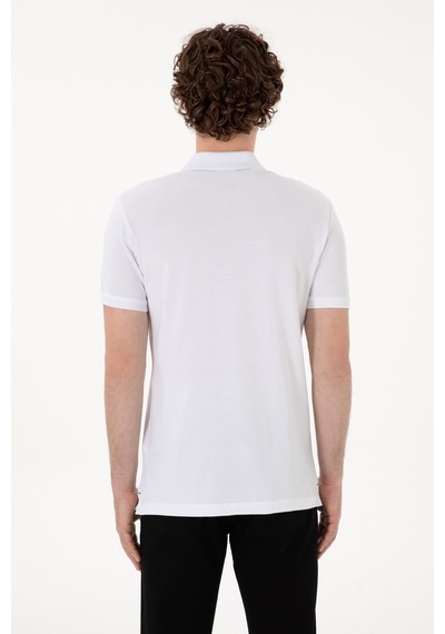 U.S. Polo Assn. Erkek Slim Fit Polo Yaka Beyaz Basic Tişört 50297983-VR013