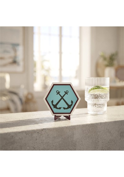 Çapraz Çapa Figürü İle Zenginleştirilmiş Masaüstü Objesi Çalışma Alanınıza Huzur Katan Modern Ve Şık Tasarım 10x10 Cm, Turkuaz