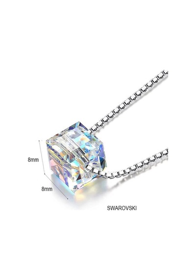 Brezza Lusso Jewelry Gümüş Swarovski Taşlı Kadın Küp Gümüş Kolye 45 CM
