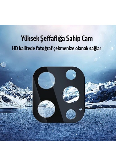 Apple     Uyumlu iPhone 12 Pro Max 2in1 Full Glue Tempered Cam Ekran Koruyucu +kamera Lens Set- 5775
