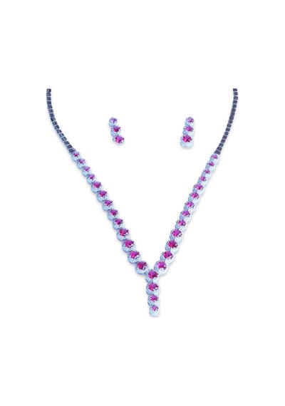 Yuvarlak Taşlı Su Yolu Gümüş Set Gümüş