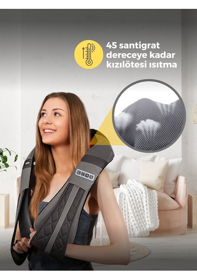 2025 Şarjlı Boyun - Sırt - Omuz-Bel Masaj Aleti -Ayak Masajı -Vücut Masaj Yastığı Siyah
